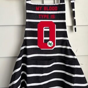 Ohio State My Blood Type is O Striped Apron